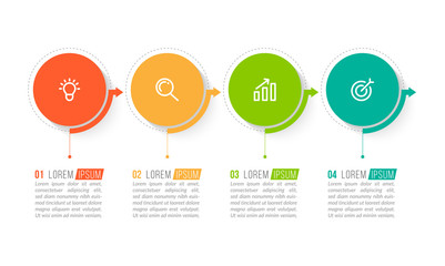 Minimal Business Infographics template. Timeline with 4 steps, options and marketing icons .Vector linear infographic with four conected elements. Can be use for presentation.