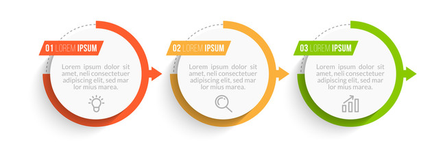 Minimal Business Infographics template. Timeline with 3 steps, options and marketing icons .Vector linear infographic with three conected elements. Can be use for presentation.