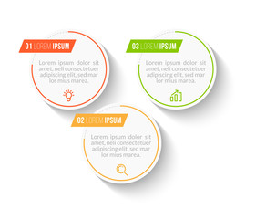 Minimal Business Infographics template. Timeline with 3 steps, options and marketing icons .Vector linear infographic with three conected elements. Can be use for presentation.