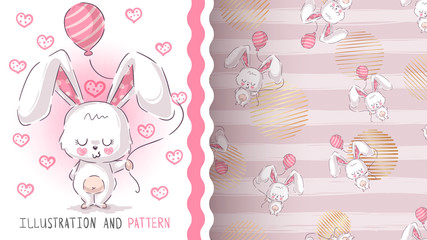 Cute teddy rabbit - seamless pattern