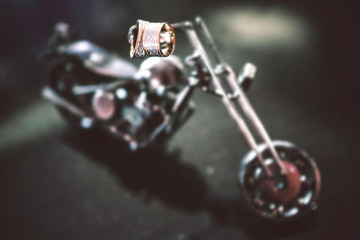 Wedding rings on a motorcycle