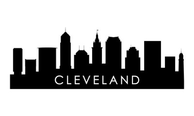 Naklejka premium Cleveland Ohio skyline silhouette. Black Cleveland city design isolated on white background.