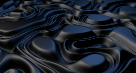 3D illustration - Abstract swirling texture of black rubber fluid