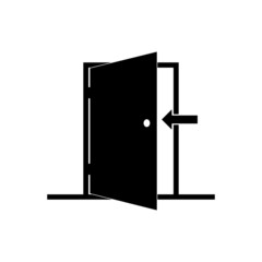 Open door icon. Exit or entrance black icon. Open door simple glyph symbol