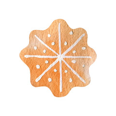 Watercolor of Christmas sweet cookies isolated on white. hand drawn sketch for festive design and holiday decoration.