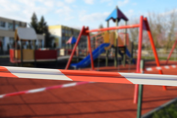 tape protecting the playground from people