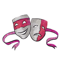 Theatre Masks. Drama and comedy. Illustration for the theater. Tragedy and comedy mask