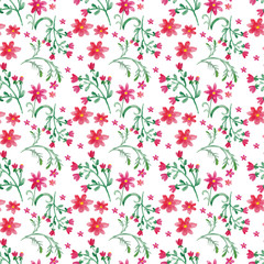 flower pattern, print with plants, flowers and leaves.