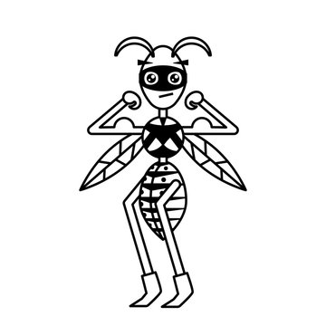 Black and white funny bodybuilder wasp