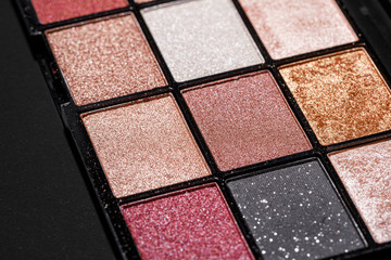 Palette of colorful eye shadows