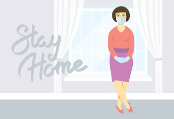 Woman with mask on her face