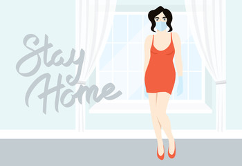 Woman with mask on her face