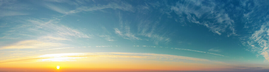 Panorama photo sky background. Colorful Sunset sky and cloud. sky  background.