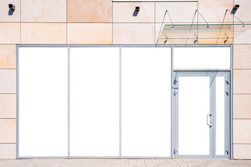 Template of the shop exposition windows in the modern building