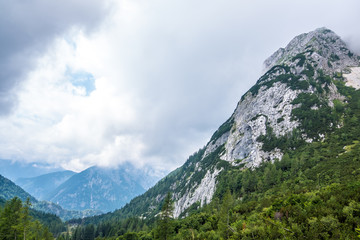 Obraz premium Scenic view of Alpine landscape in Triglav National Park. Julian alps, Triglav, Slovenia