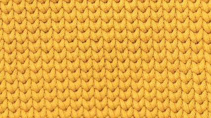 16 on 9 panoramic format, yellow mustard color knitted fabric texture background
