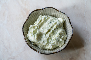 Girit Ezmesi / Cretan Dish with Yogurt, Garlic and Cheese. Greek Food.