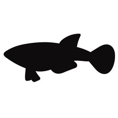 Flat fish silhouette simple vector icon