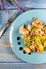 Fried chicken and vegetables