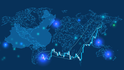 Digital network technology blue background Chinese map