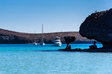 Iconic natural rock formation, Balandra Beach Mushroom, La Paz, Mexico