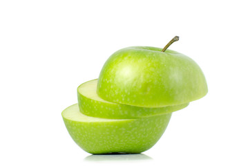 green apple slice isolated on white background