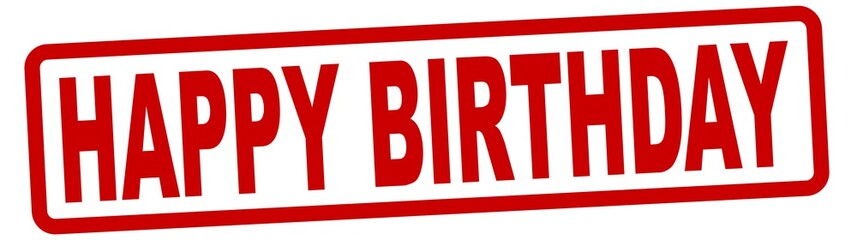 red grunge banner stamp with text HAPPY BIRTHDAY on white background