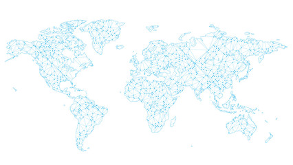 Digital network technology white background world map