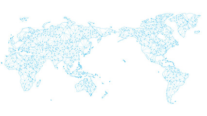 Digital network technology white background world map