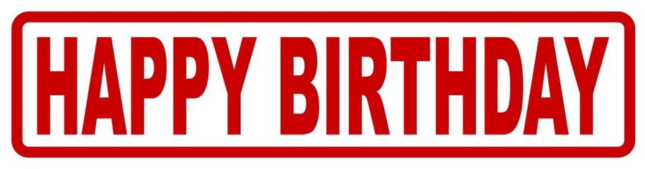 red grunge banner stamp with text HAPPY BIRTHDAY on white background