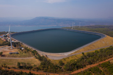 Aerial view Khao Yai Thiang windmill Lam Takhong, Nakhon Ratchasima, Thailand