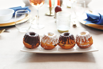 Easter cake with chocolate. Cakes, Easter cake on the holiday table.