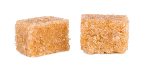 brown sugar cubes isolated on white background with clipping path.