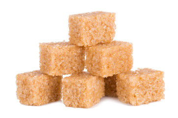 brown sugar cubes isolated on white background with clipping path.
