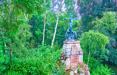 The sculptural composition in the moat of Jasna Gora monastery in Czestochowa, Poland