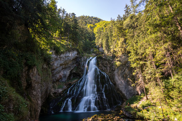 Route by Golinger with its impressive Waterfall in Golling an der Salzach, located near Salzburg (Austria).