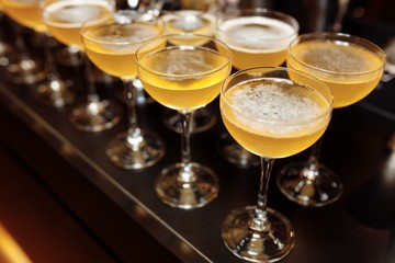 alcoholic cocktails at the bar