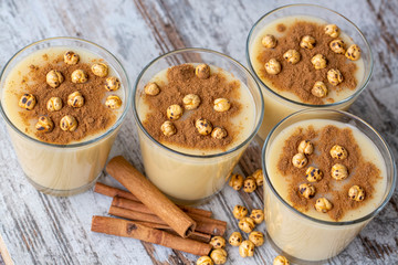 Boza or Bosa, traditional Turkish drink with roasted chickpea 