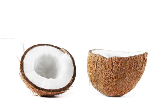 Coconut on a white background. Cocos nucifera