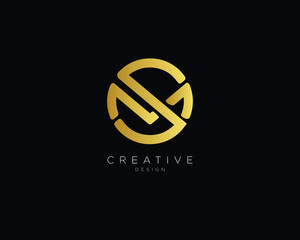 Letter SM MS Logo Design, Creative Minimal SM MS Monogram In Gold Color