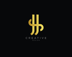 Letter HS SH Logo Design, Creative Minimal HS SH Monogram In Gold Color