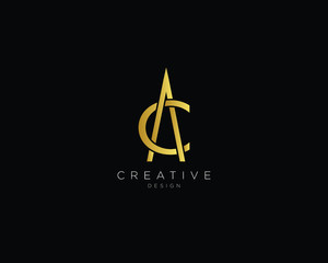Letter AC CA Logo Design, Creative Minimal AC CA Monogram In Gold Color