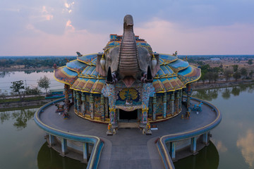 Aerial view Wat Ban Rai, Nakhon Ratchasima Province, Thailand