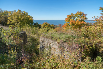 Niagara Escarpment in fall, overlooking Lake Winnebago, High Cliff State Park, WI.