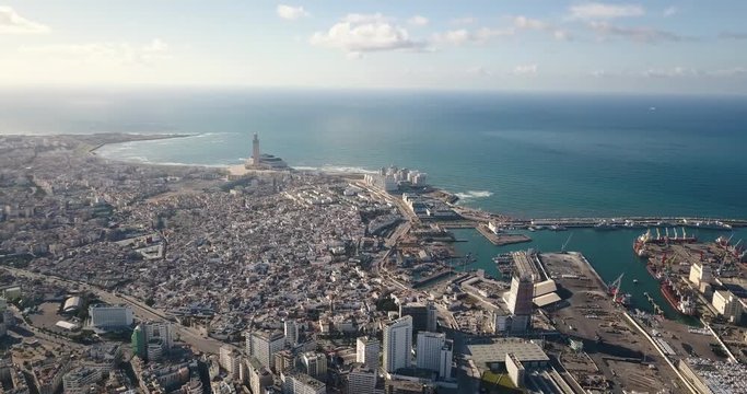 Beautiful aerial shot of Casablanca during the containment because of the coronavirus
