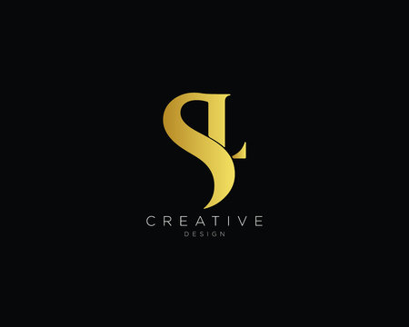 Letter SL Logo Design, Creative Minimal SL Monogram In Gold Color