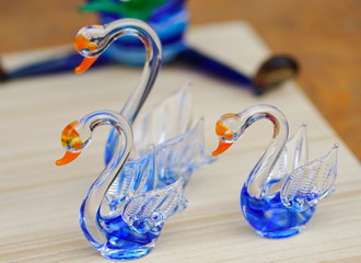 swans made of glass