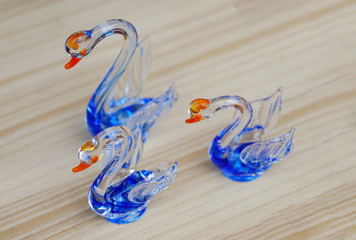swans made of glass