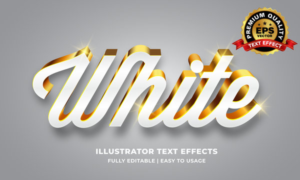 Editable White Gold 3d Text Effect