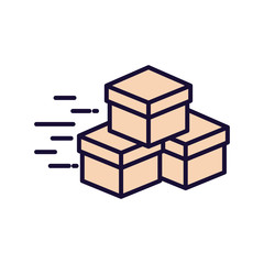 Delivery boxes line and fill style icon vector design